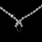 Silver Navy Crystal Rhinestone Necklace Earring Set