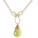 NEW 14k Gold Lemon Quartz Necklace Pendant