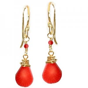 Calico Juno 14k Gold Red Coral Drop Earrings