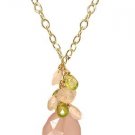 NEW 14K Gold Rose Chalcedony Necklace Pendant