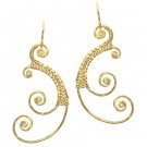 Calico Juno 14k Gold Hammered wired Swirls Earrings