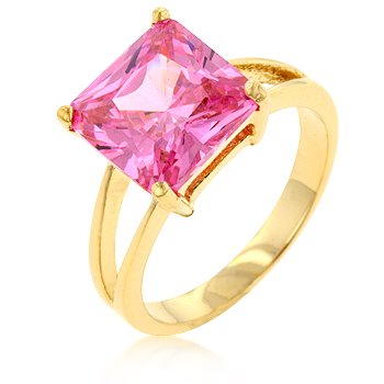 NEW 14kt Gold 8 Carat Pink CZ Solitaire Ring