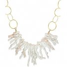 NEW 925 Sterling Silver White Coral Circle Necklace