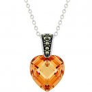 NEW White Gold Champagne Heart Pendant Necklace