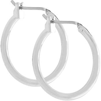 NEW White Gold Silver Hoops 0.8" Hoop Earrings