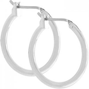 NEW White Gold Silver  Hoops 0.8" Hoop Earrings