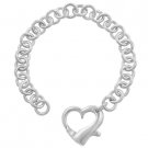 NEW White Gold Silver Tone Heart Charm Bracelet