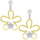 NEW 14K Golden Daisy CZ Dangle Earrings