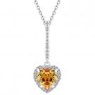 NEW Silver CZ Heart Champagne Pendant Necklace
