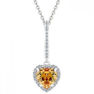 NEW Silver CZ Heart Champagne Pendant Necklace