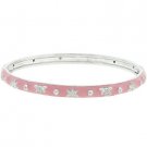 NEW White Gold Silver Tone Pink Enamel Bangle Bracelet
