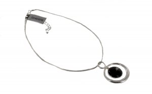 Chicos NEW Silvertone  Onyx Stone Necklace Pendant