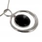 Chicos NEW Silvertone  Onyx Stone Necklace Pendant