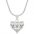 NEW White Gold CZ Heart Pendant Necklace