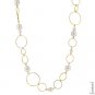 NEW 14k Gold Hoop Pearl CZ Linked Necklace