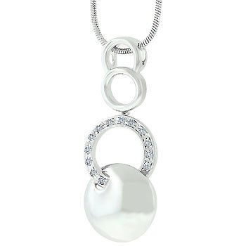 NEW White Gold Silver Circle Pendant Necklace