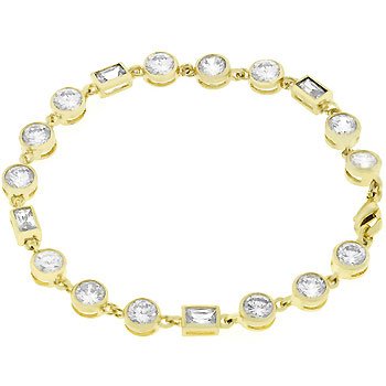 NEW 14K Gold Round Cut Cubiz Zirconia Bracelet