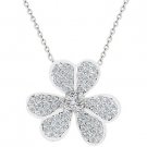 NEW White Gold Triple Clover CZ Pendant Nicklace