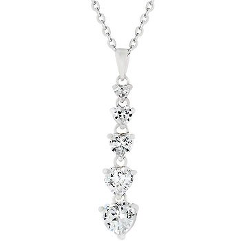 NEW White Gold CZ Journey HeartPendant Necklace