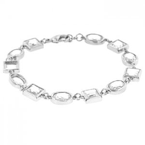 NEW White Gold Silver Tone Clear CZ Bracelet
