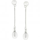 NEW 025 Sterling Silver Pearl Drop Stud Earrings