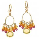 Calico Juno 14k Gold Pink Ruby Amber Earrings
