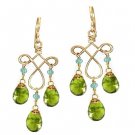 Calico Juno14k Gold Peridot Apatite Dangle Earrings