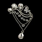 Silver Rhinestone Swirl Bridal Brooch Hair Clip