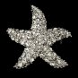 Silver Starfish Crystal CZ Bridal Brooch Pin