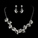 Silver Swarovski Crystal Bridal Necklace Earring Set