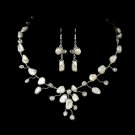 Silver Keshi Pearl Bridal Necklace Earring Set