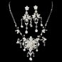 Silver Swarovski Rhinestone Flower Necklace Earring Set