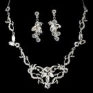 Silver Rhinestone Vine Bridal Necklace Earring Set