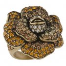 QVC "La Vintage" Flower Crystal Cocktail Ring Size 6