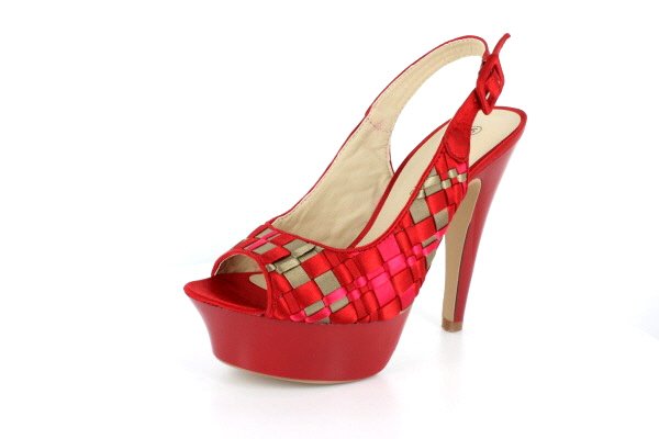 New Red Satin Check Pattern Platform High Heels Shoes