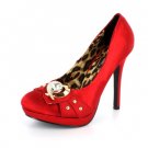New Red Satin Gold Heart  Pumps High Heels Shoes