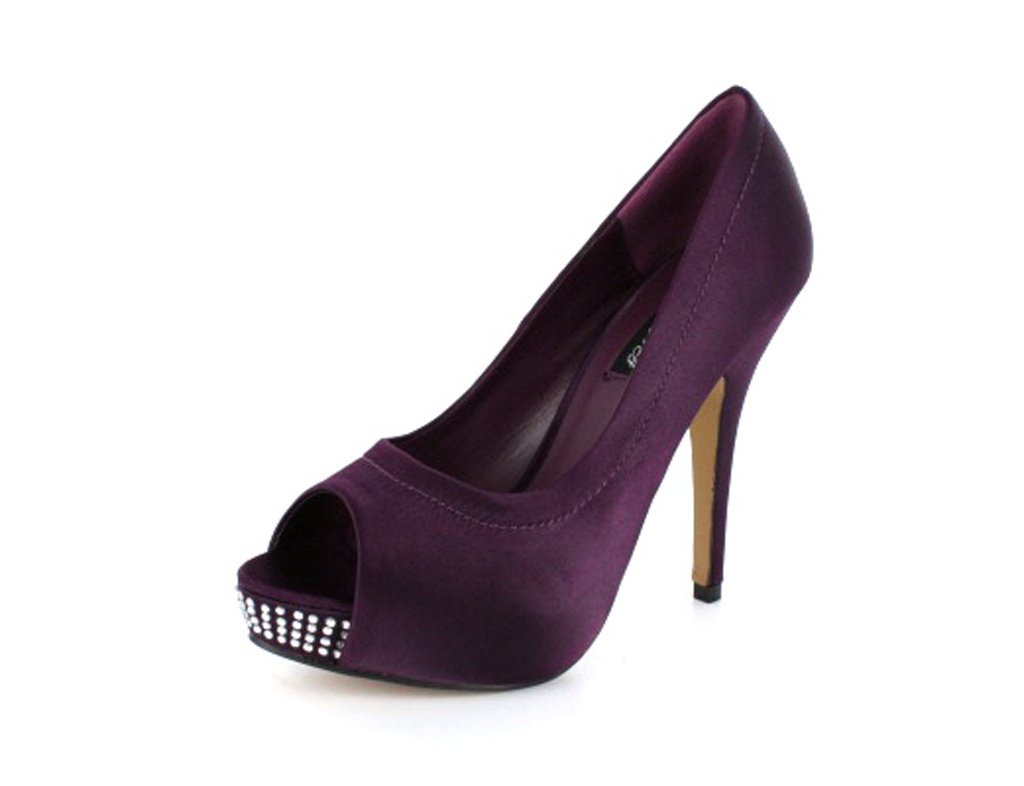purple satin shoes