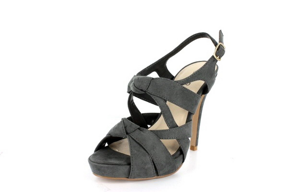 NEW Gray Suede Knotted Straps High Heel Sandals Shoes
