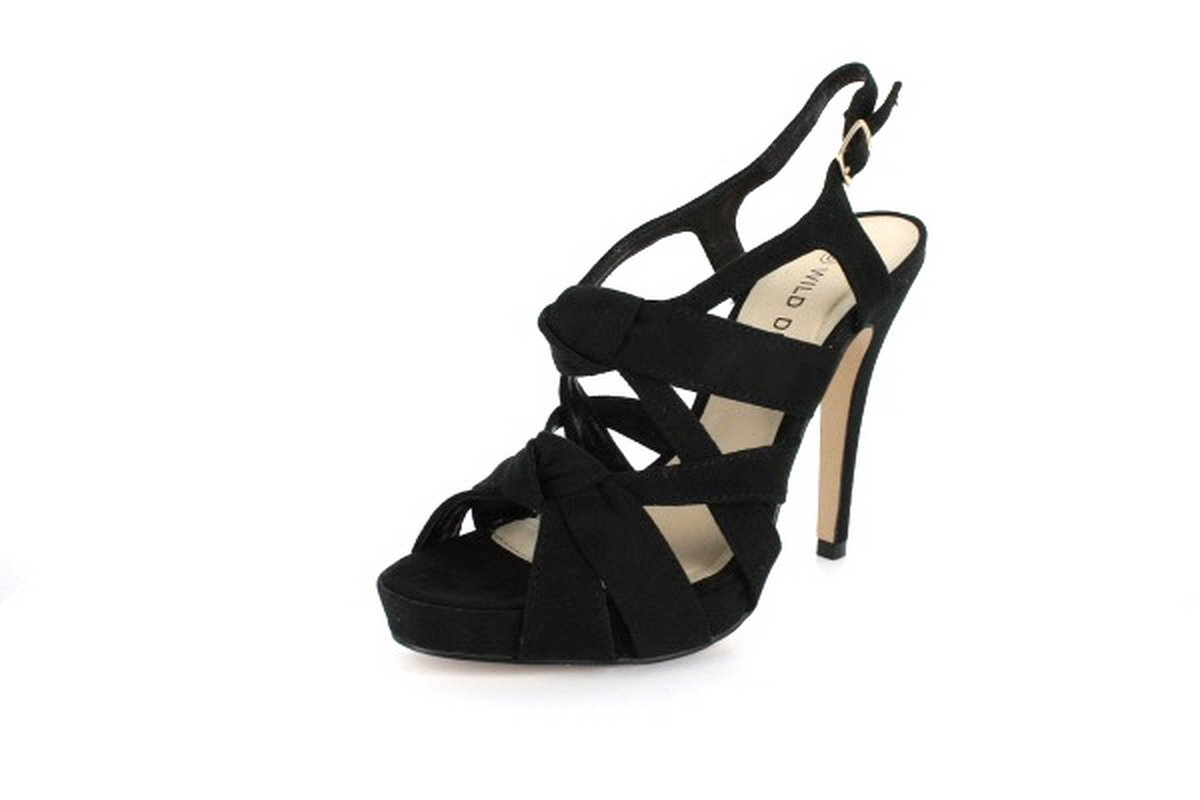 NEW Black Suede Knotted Straps High Heel Sandals Shoes