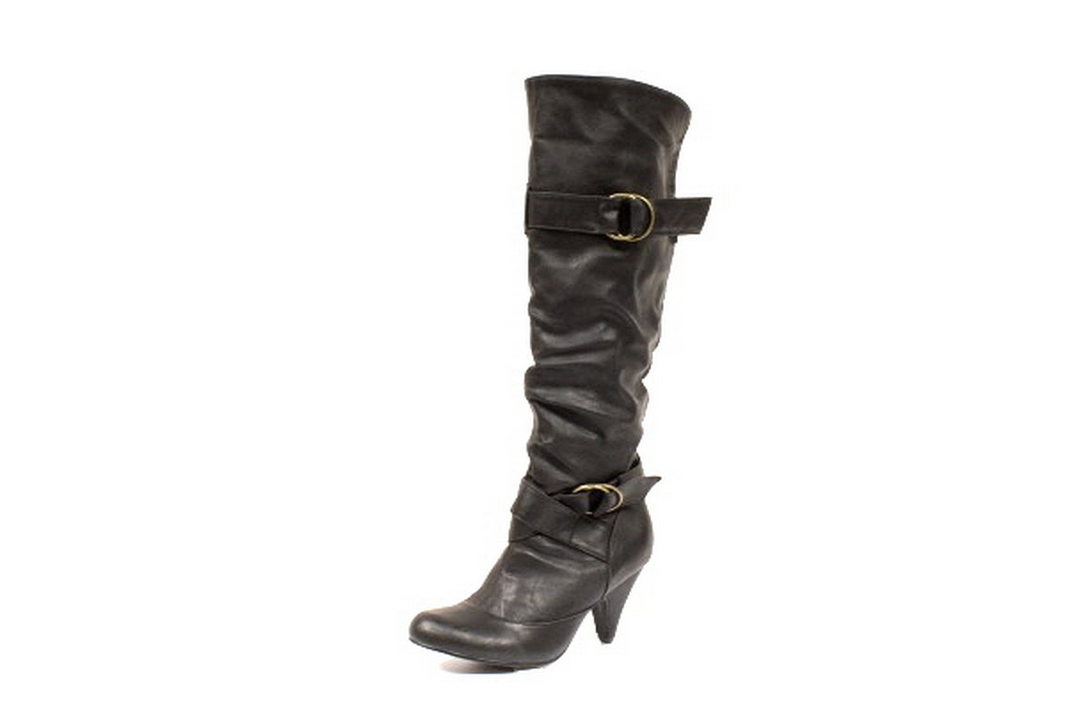 black buckle heel boots