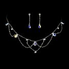 Silver AB Rhinestone Bridal Necklace Earring Set