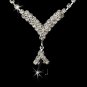Silver Black Rhinestone Crystal  Necklace Earring Set