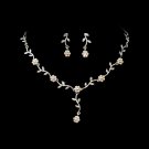 Silver AB Floral Crystal Necklace Earring Set