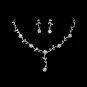 Silver AB Floral Crystal Necklace Earring Set
