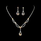 Silver AB Rhinestone Crystal Necklace Earring Set