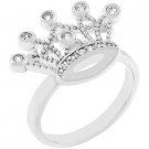 NEW White Gold Zilver CZ Crown Design CZ Ring