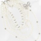White House Black Market Silver Pearl Bow Necklace