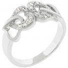 NEW White Gold Silver Two CZ Linked Hearts Ring