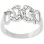 NEW White Gold Silver Two CZ Linked Hearts Ring