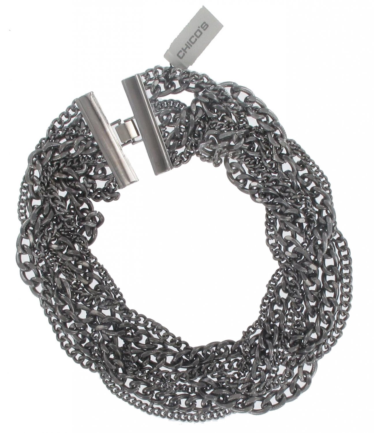 Chicos Chrome Silvertone Chain Necklace